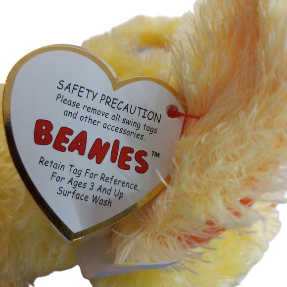 Ty Beanie Baby Of The Month Peepers Duck Chick Plush Toy Polka Dot Bow Tags NEW - Picture 8 of 10